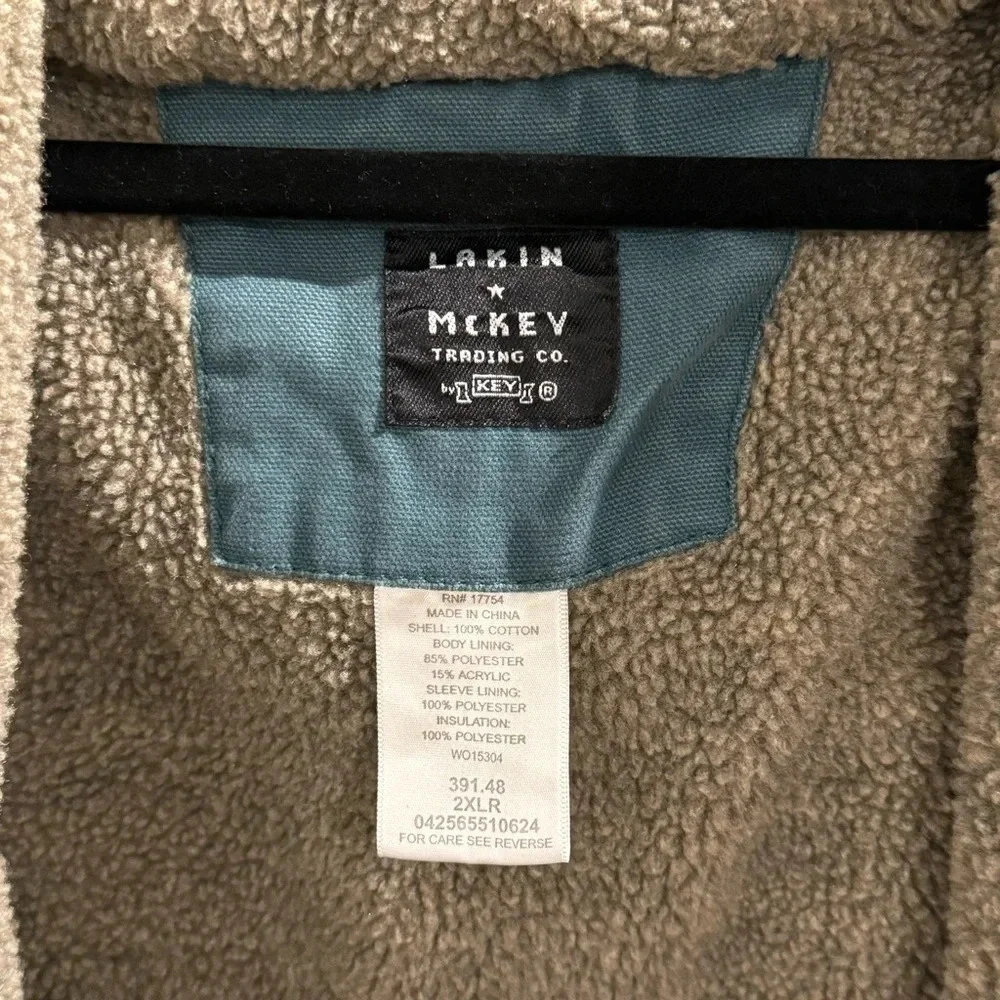 Lakin McKey Trading Canvas Full Zip Jacket 2XLR Hooded Lined Workwear Coat Heavy - Picture 3 of 8